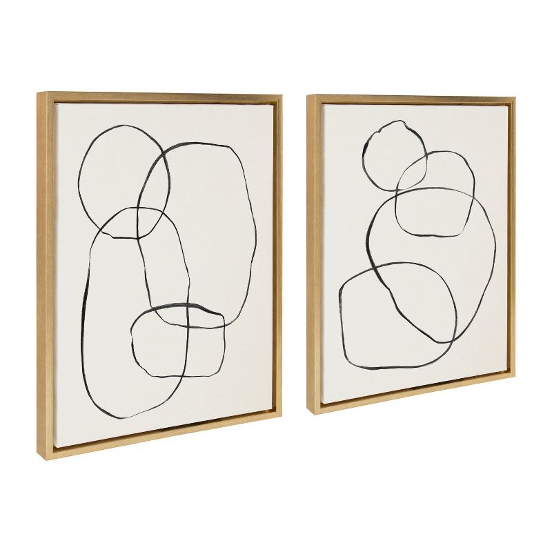 (Set of 2) Sylvie Going in Circles Framed Textured Canvas Set by Teju Reval - Kate & Laurel All Things Decor, 2 of 6