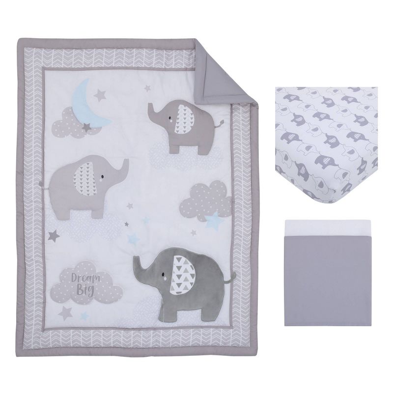NoJo Elephant Stroll Dream Big Clouds Nursery Crib Bedding Set - 3pc, 1 of 6
