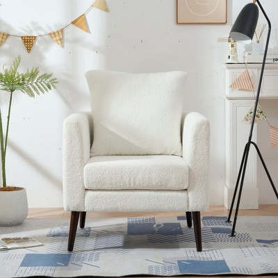ROOMTEC Modern Accent Chair, Upholstered Armchair with Removable Pillow and Wood Legs