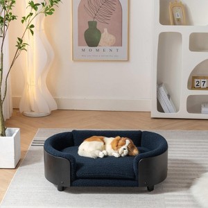 FURNIinspire Mid Size Dog Bed Pet Sofa with Solid Wood Legs & Bent Wood Back,Cashmere Cushion,30.7"*20.08"*9.85" - 1 of 4