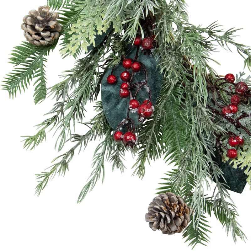 Northlight Mixed Foliage and Iced Berries Artificial Christmas Wreath, 26-Inch, Unlit, 2 of 4
