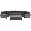 Nestfair 8pc Wicker Outdoor Half Moon Sectional Sofa Set with Coffee Table and Cushions Gray - 2 of 4