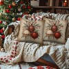 Lomsoe 2pcs Red Berries Red White Green Leaves Christmas Throw Pillow Covers Christmas Decorative Balls Cushion Case Winter Home Decor for Sofa Couch - 4 of 4