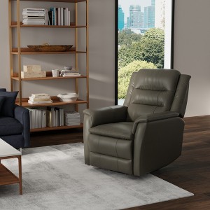 Top Grain Leather Swivel Glider Recliner with Manual Footrest, Dense Foam Cushions and Kiln-Dried Hardwood Frame, Madras Comfortable Durable Design - 1 of 4