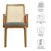 Modway Monarch Dining Armchair – Cane Back Wood Accent Chair with Padded Seat in Honey Natural Gray - 2 of 4