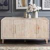 Farmhouse Vintage Storage Sideboard with Curved Design, Large Wooden Handles, Vertical Carved Doors & Adjustable Shelves for Dining Room - 2 of 4
