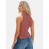 EXLURA Women's Summer Sleeveless High Neck Tank Tops Sexy Twist Knot Asymmetrical Hem Shirts - 4 of 4