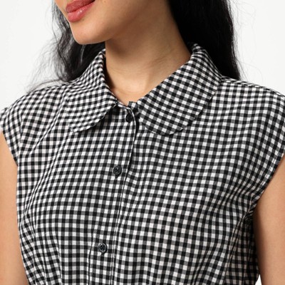 Женские платья Wild Fable Women's Mini Cap Sleeve Elastic Waistband Mini Dress - Wild Fable™ Black Gingham S — фото 4