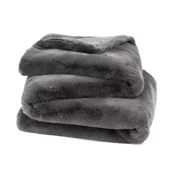 Oversized Ultra Soft Faux Fur Throw Blanket - 50" x 70" - Graphite | BOKSER HOME