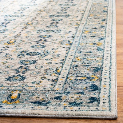 Ivory and Navy Reversible Synthetic Area Rug