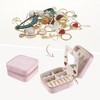 Unique Bargains Travel Small Portable Plush Velvet Jewelry Box Display Holder with Mirror for Birthday Gifts - 2 of 4
