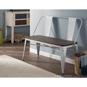 Oregon Industrial Farmhouse Dining/Entryway Bench - Vintage White Metal/Expresso Bamboo - Lumisource - 1 of 4