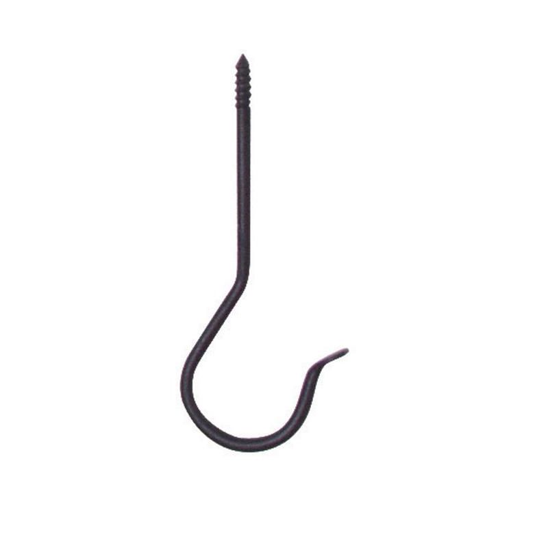 Black Powder Coated Metal 6-inch Threaded J-Hook Plant Hook