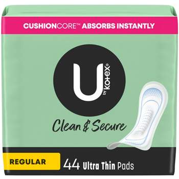 U by Kotex Clean & Secure Regular Ultra-Thin Maxi Pads - Unscented  -  44ct