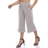 Women's Elastic Waist Solid Palazzo Casual Wide Leg Pants with Pockets Khaki 2XL - 3 of 4