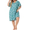 Agnes Orinda Women's Plus Size Comfort Pattern V Neck Short Sleeve Nightgowns - 2 of 4