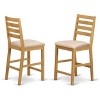 HomeStock Pub Counter Height with Wood Seat - Natural Oak Finish, Set of 2 - 4 of 4
