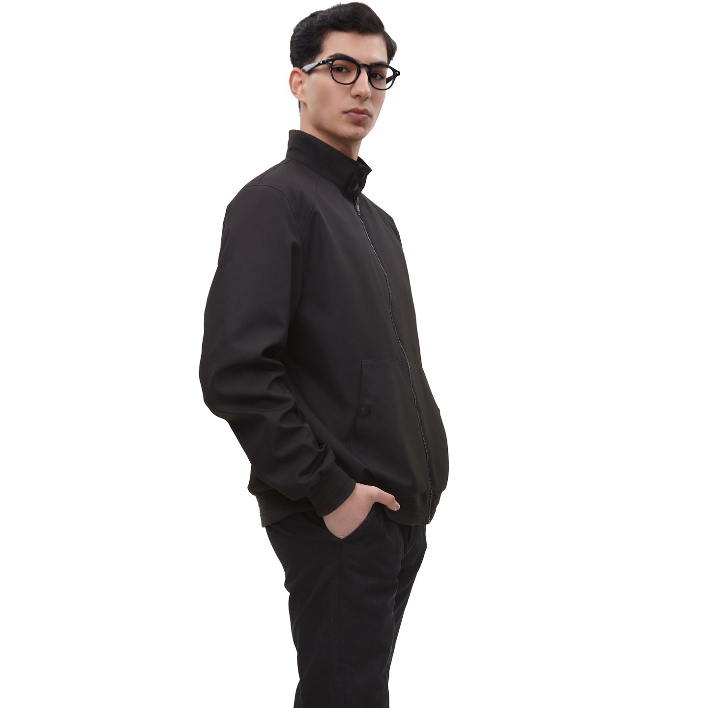 Мужская куртка Rokka&Rolla Bomber Jacket Full Zip Windbreaker-Black, цвет: Чёрный — фото 8