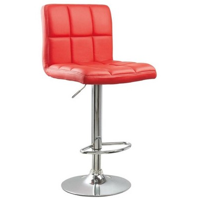 Roundhill Furniture Swivel Elegant PU Leather Modern Adjustable Hydraulic Bar Stools, Red, Set of 2