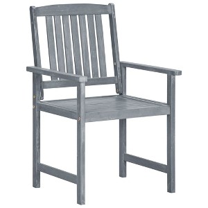 vidaXL Garden Chair Set of 6 Grey Solid Acacia wood Standard Durable - Gray Set of 2 - 1 of 4