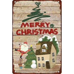 Lomsoe Vintage Metal Christmas Sign - Santa Decor for Home & Cafe - 8x12 Inch - 1 of 4