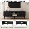 Stylish TV Stand with Vertical Striped Doors, Sliding Door Design,Space-Saving TV Console or Side Cabinet, Solid Wood Legs,Max TV Size 70-79" - 4 of 4