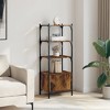 vidaXL 3-Tier Smoked Oak Bookcase – Storage Organizer for Office/Living Room with Adjustable Feet, Practical Door & Robust Engineered Wood Design - 3 of 4