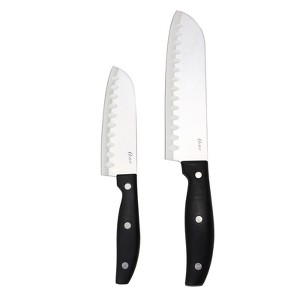 Oster Granger 2 Piece Stainless Steel Santoku Knife Set with Black Handles - 1 of 4