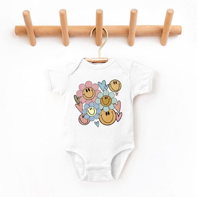 The Juniper Shop Flower Smiley Face Baby Bodysuit