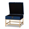 Baxton Studio Aliana Fabric and Metal Ottoman Navy Blue/Gold  Velvet Upholstered Bench, No Assembly Required - 2 of 4