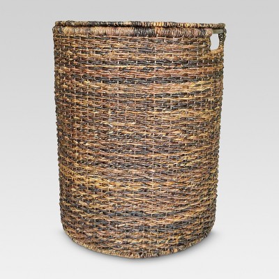 dark wood washing basket