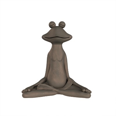 Nature Spring Meditating Yoga Zen Resin Frog Figure - Brushed Bronze Finish