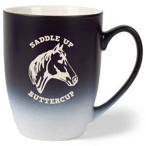 100 North Horse 10 Ounce Black and White Two Toned Ombre, Comfortably Fits Your Hands, Ceramic Tea Coffee Cup Mug, Saddle Up Buttercup - 1 of 1