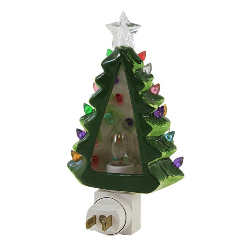 6.75 In Vintage Tree Night Light Christmas Green Star Plug-In Nightlights, 3 of 4