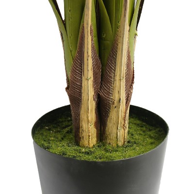 Green Pre-Potted Plastic Palm Tree in Black Planter, 4' x 2.5'