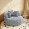 WJSHome Oversized Round Chair Lounge Chaise Indoor,Upholstered Corduroy Deep Seat Sofa With 3 Pillows,Comfy Sleeper Boneless Couch - 2 of 4