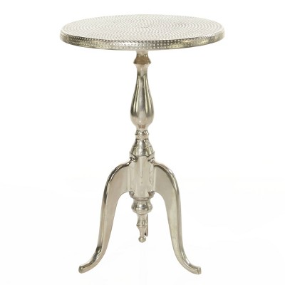 Elegant Silver Aluminum Round Pedestal Accent Table - 15" x 22"