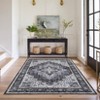 Vintage Floral Living Room Rugs Washable Ultra Thin Non Slip Bedroom Rug Retro Accent Large Carpet for Dining Office Stain Resistant - 4 of 4