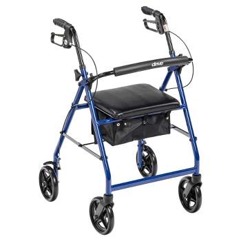 Drive Medical Aluminum Rollator with Fold Up and Removable Back Support and Padded Seat, Blue