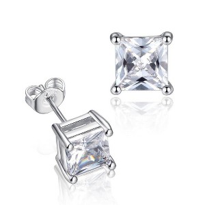 Hollywood Sensation Half Carat Princess Cut Cubic Zirconia Stud Earrings - 1 of 4