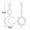 Hollow Sun Moon Stars earrings for women Planet Asymmetric Long Tassel Big Drop Dangle Earrings for Women Jewelry (silver) - 3 of 4