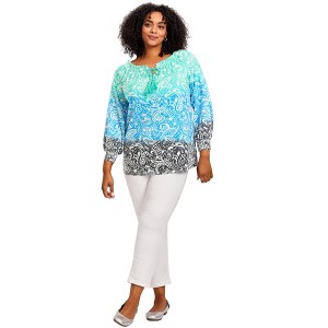 Avenue Women's Plus Size Ombre Print Top - 1 of 4