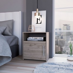 NicBex Nightstand with Storage Shelf Farmhouse 13.42"Wide Storage Cabinet with Door,Metal Handles for Bedroom,Living Room - 1 of 4