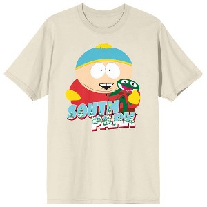South Park Eric Cartman With Stuffed Clyde Toy Crew Neck Short Sleeve Natural Men's T-shirt - 1 of 3