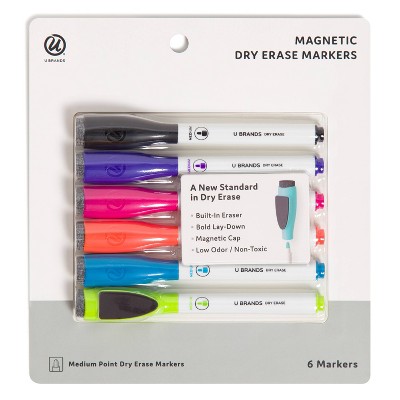 Photo 1 of U Brands 6ct Magnetic Dry Erase Markers with Eraser Cap