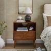 Chic Crate-Mid-Century Fluted Nightstand & Farmhouse End Table – USB Charging w/ Outlet, Open Drawer | 4 Solid Wood Legs | Walnut - 2 of 4