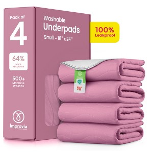 IMPROVIA® Washable Underpads 18”x24”, Heavy Absorbency Waterproof Incontinence Pads for Kids, Adults & Pets – Protects Bed, Couch, Sofa & Floor - 1 of 4