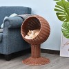 LAOTIES Elevated Cat Bed with Rotating Wicker Pod,Enclosed Rattan Cat House with Soft Cushion,Raised Basket for Indoor Cats - 2 of 4