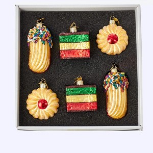 Kurt Adler Noble Gems Cookie Glass Ornament Set, 6-Piece Box Set - 1 of 4
