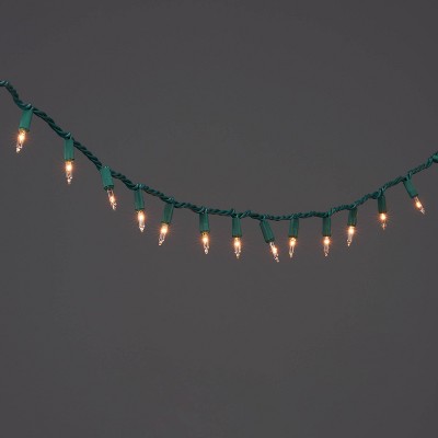 100ct Incandescent Smooth Mini Christmas String Lights Clear with Green Wire - Wondershop&#8482;